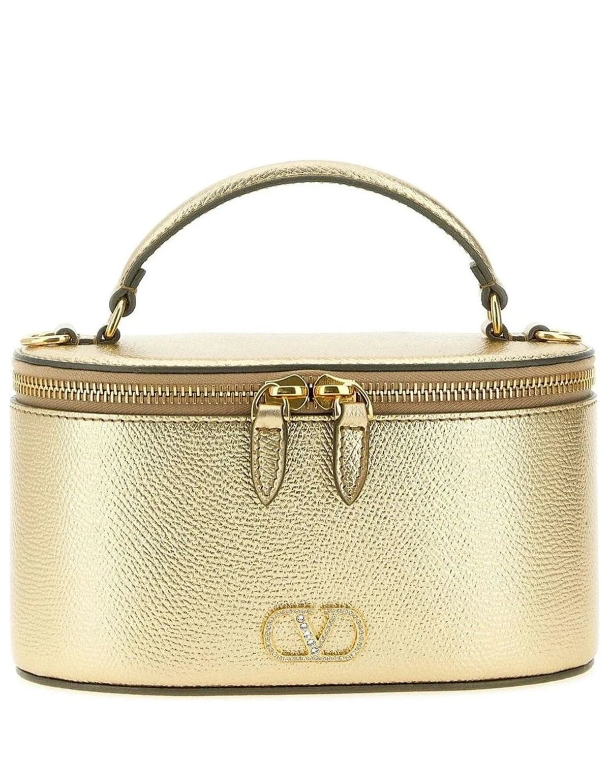 Valentino Garavani Makeup Bag in gold, Calfskin Leather