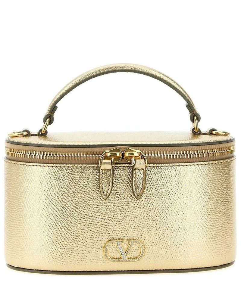 Valentino Garavani Makeup Bag in gold, Calfskin Leather