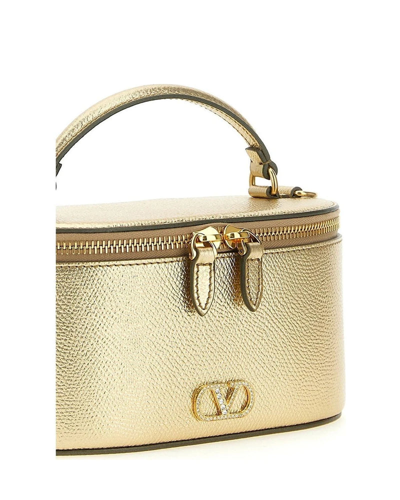 Valentino Garavani Makeup Bag in gold, Calfskin Leather — view 3