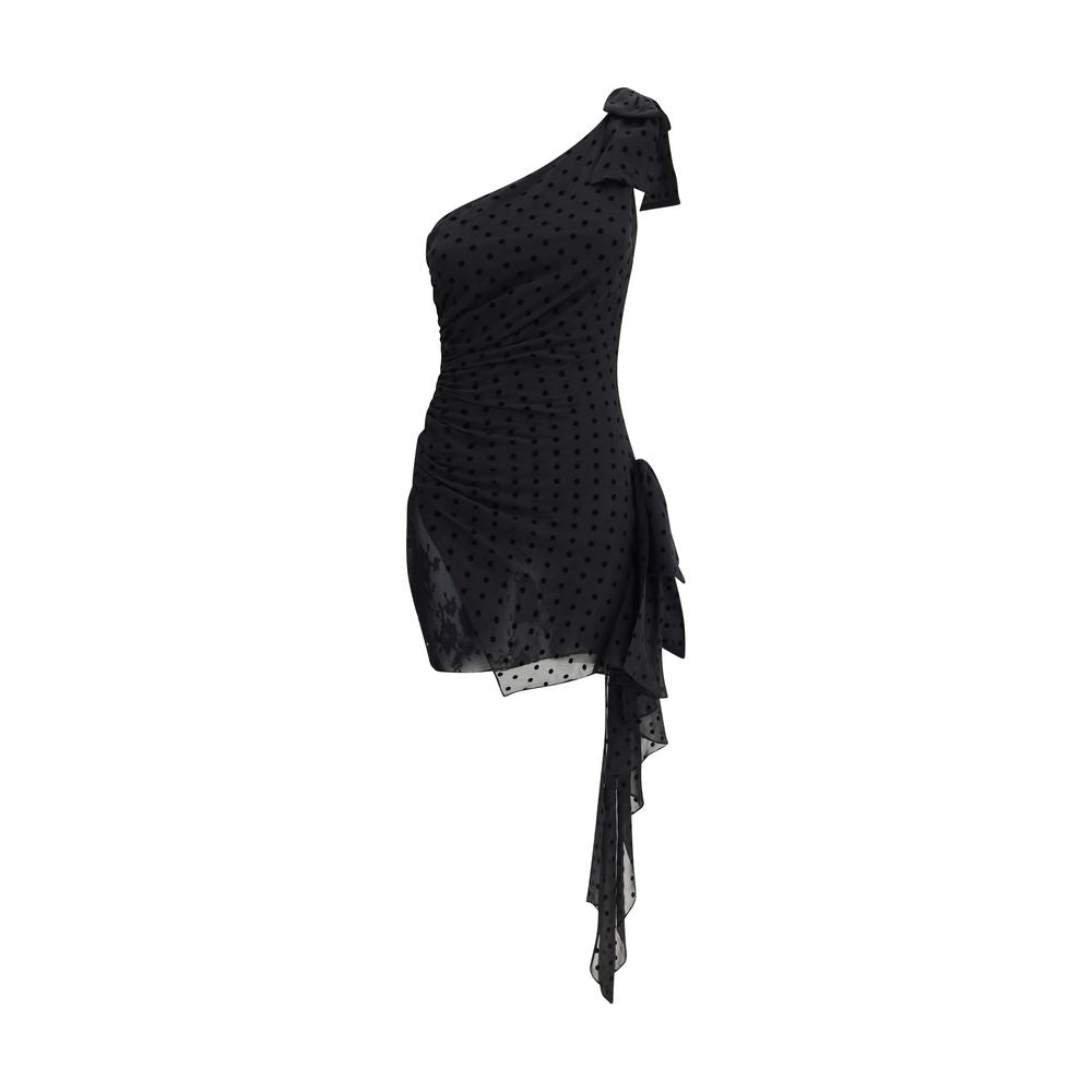 Alessandra Rich Polka Dot One Shoulder Dress