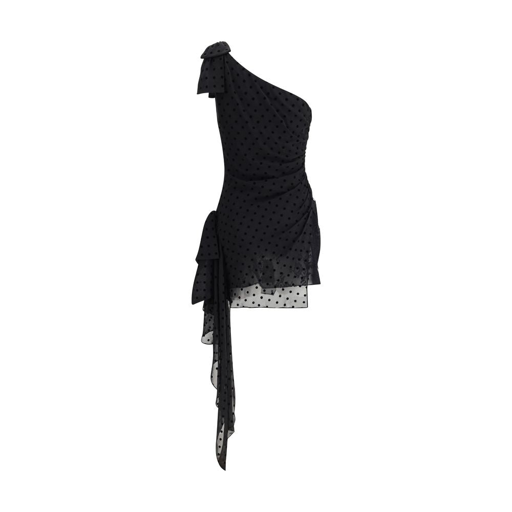 Alessandra Rich Polka Dot One Shoulder Dress