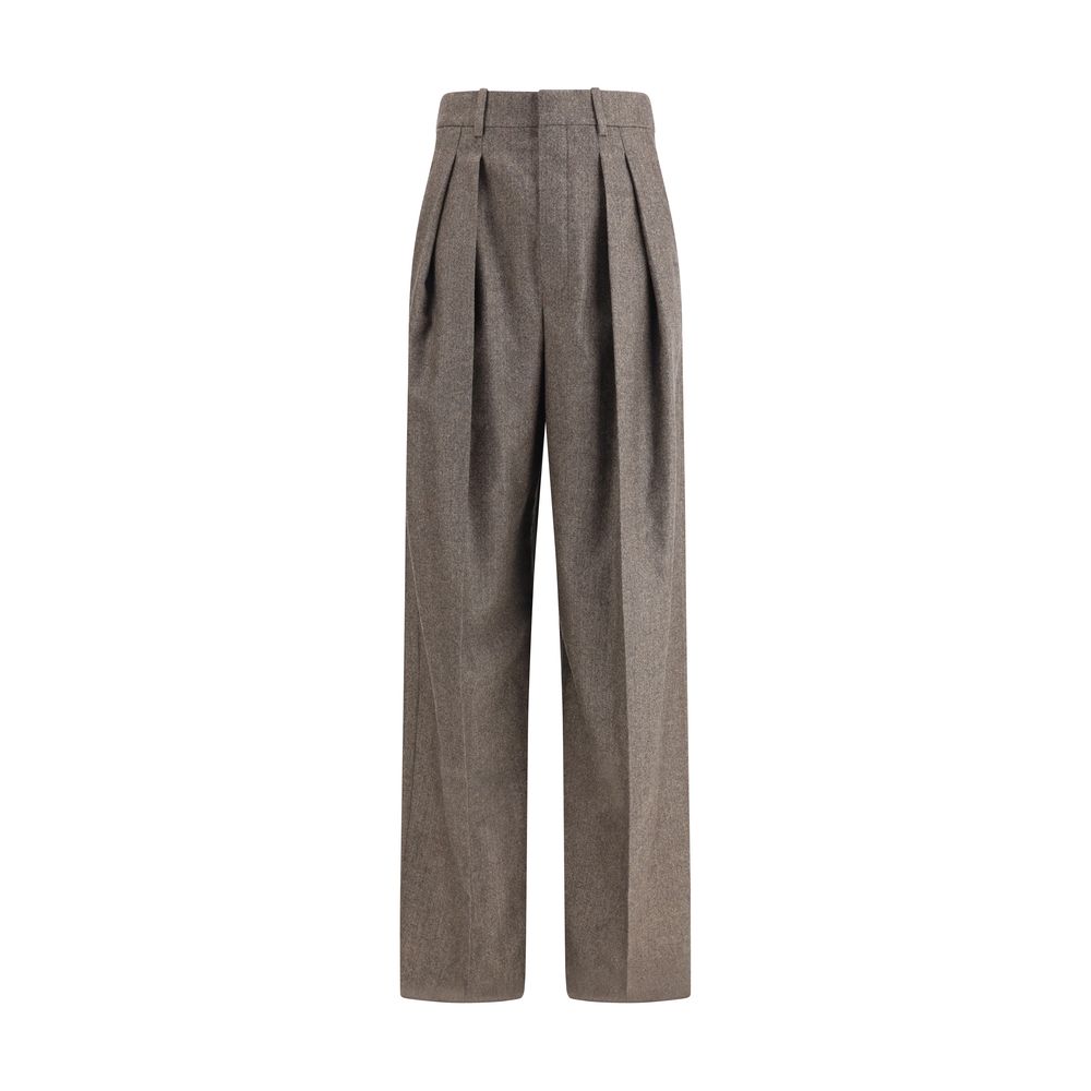 Saint Laurent Wool Herringbone Pattern Wide Leg Pant