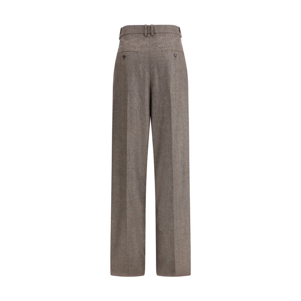 Saint Laurent Wool Herringbone Pattern Wide Leg Pant