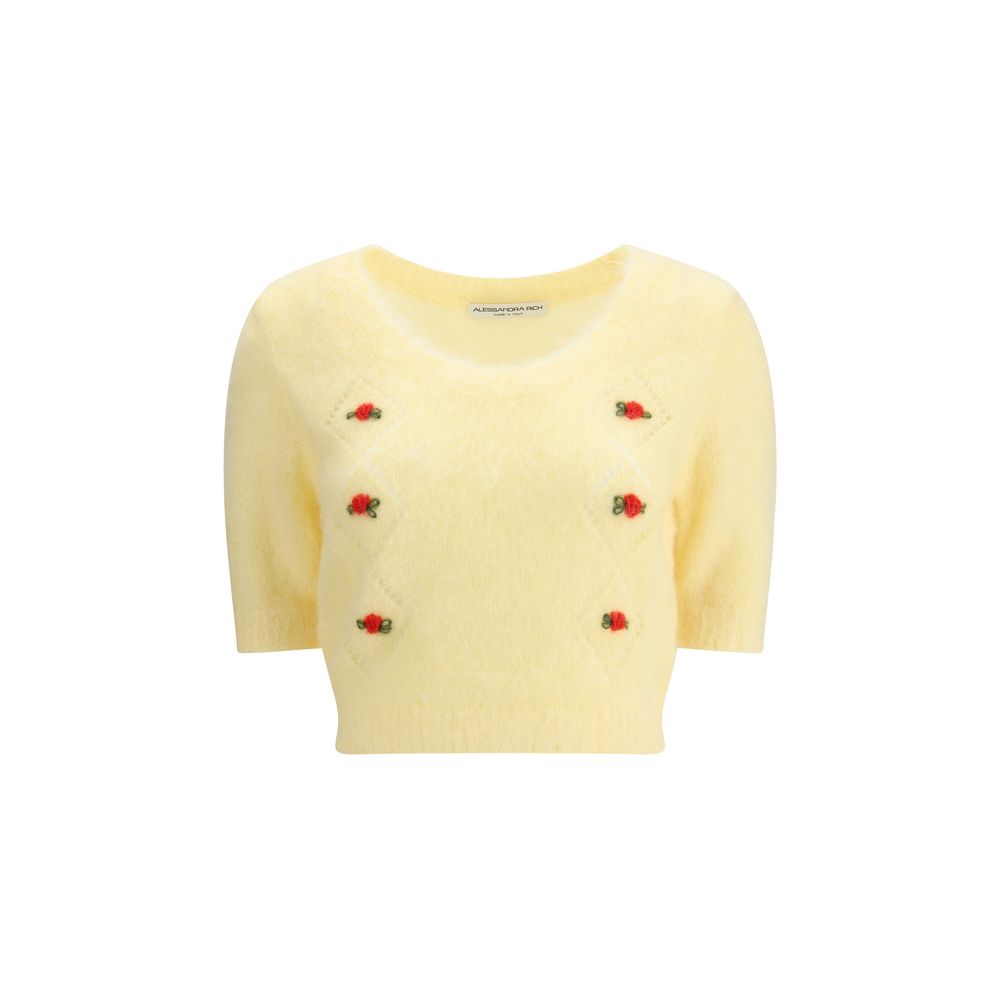 Alessandra Rich Short Sleeve Mohair Sweater