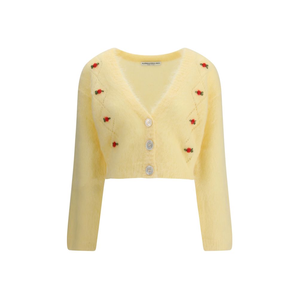 Alessandra Rich Mohair Cardigan with Embroidery