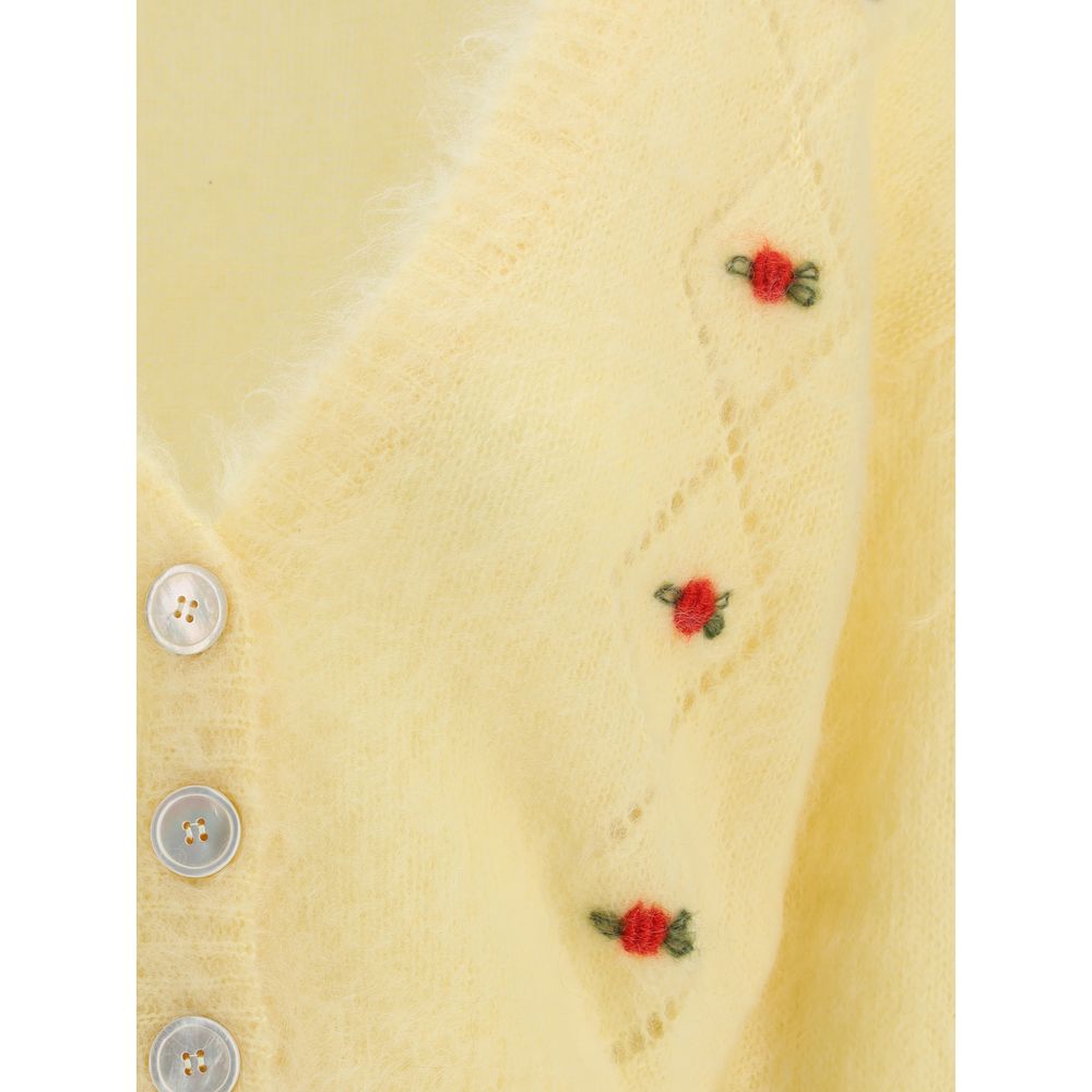 Alessandra Rich Mohair Cardigan with Embroidery