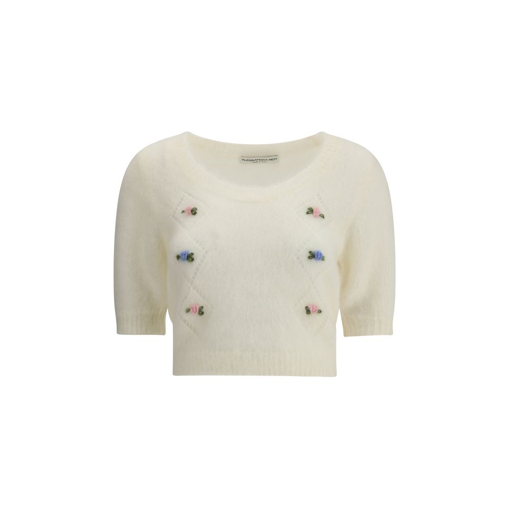 Alessandra Rich Short Sleeve Mohair Sweater