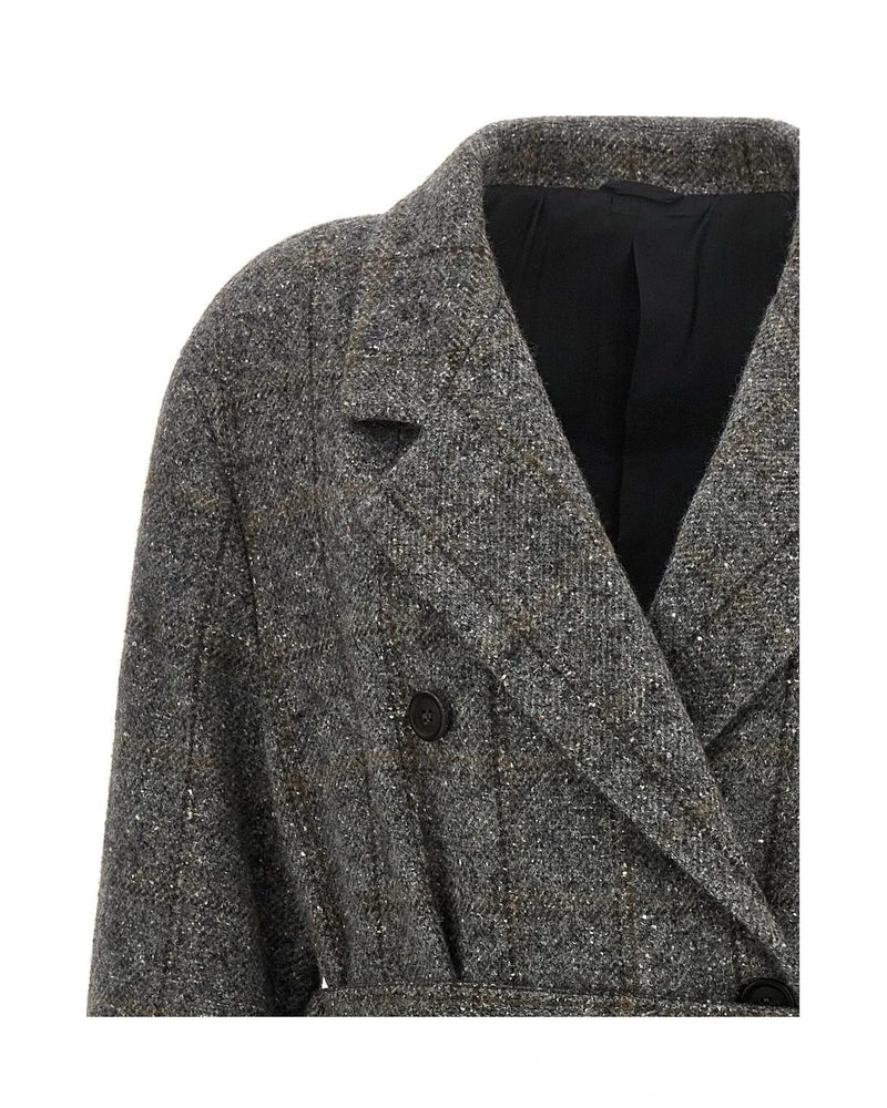 Brunello Cucinelli Wrap Coat in gray — view 3