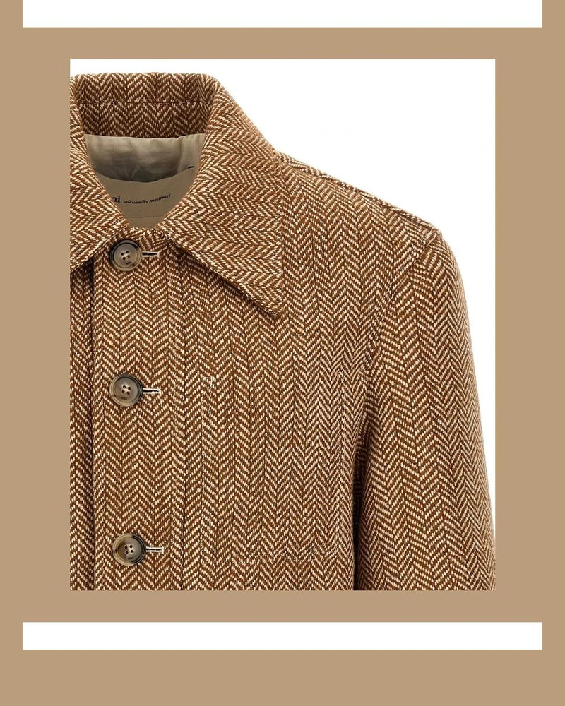 Ami Paris Overcoat in brown, Virgin Wool — view 3