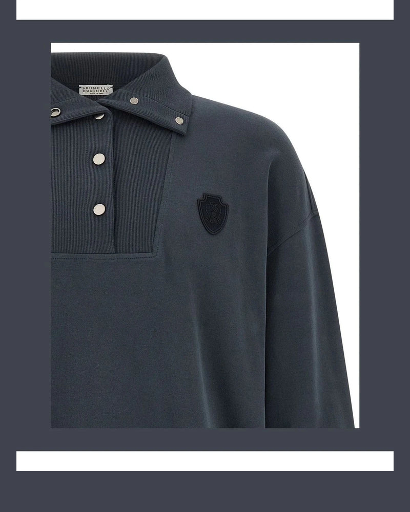 Brunello Cucinelli Sweatshirt in blue, Cotton — view 3