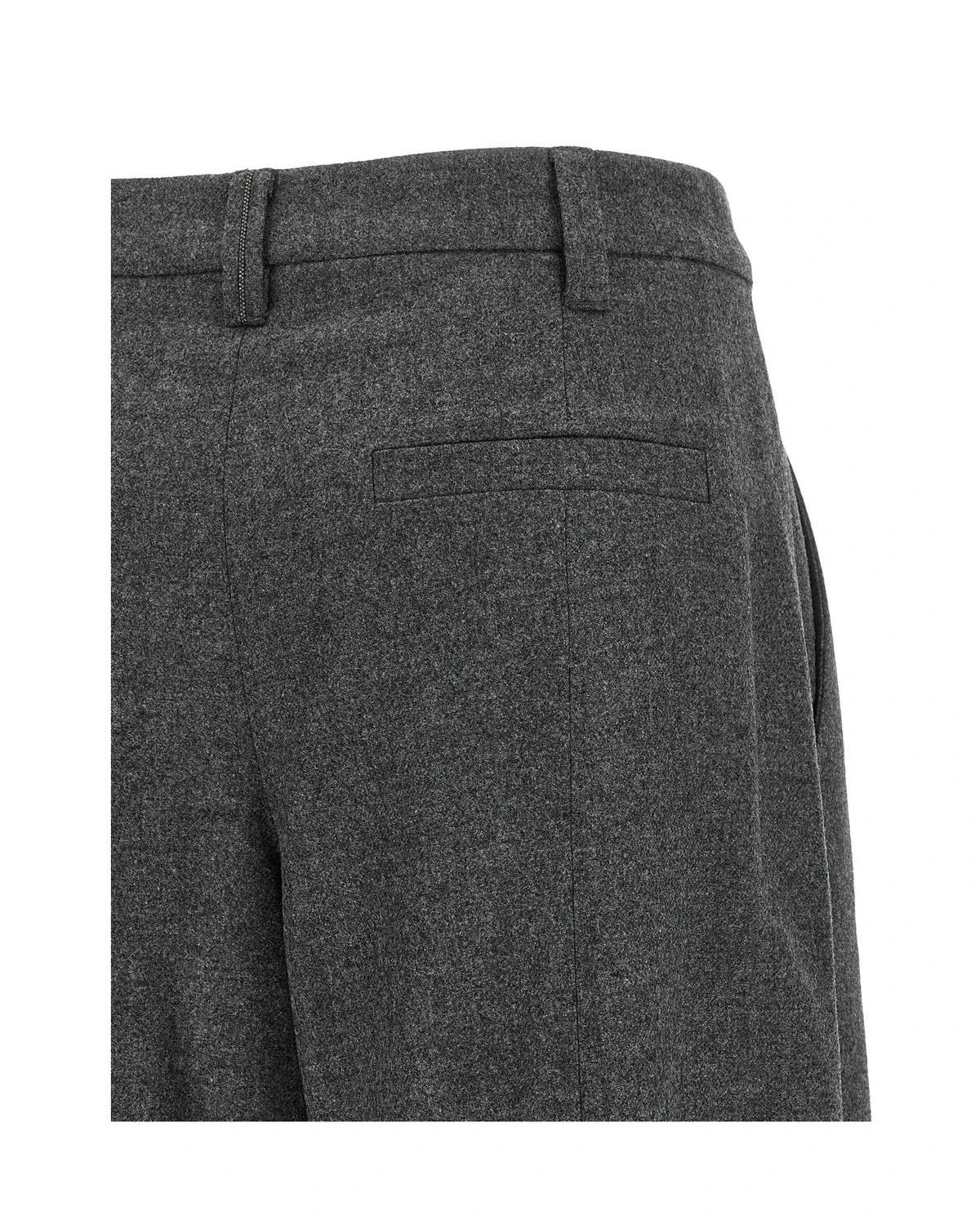 Brunello Cucinelli Palazzo Pant in gray, Virgin Wool — view 4