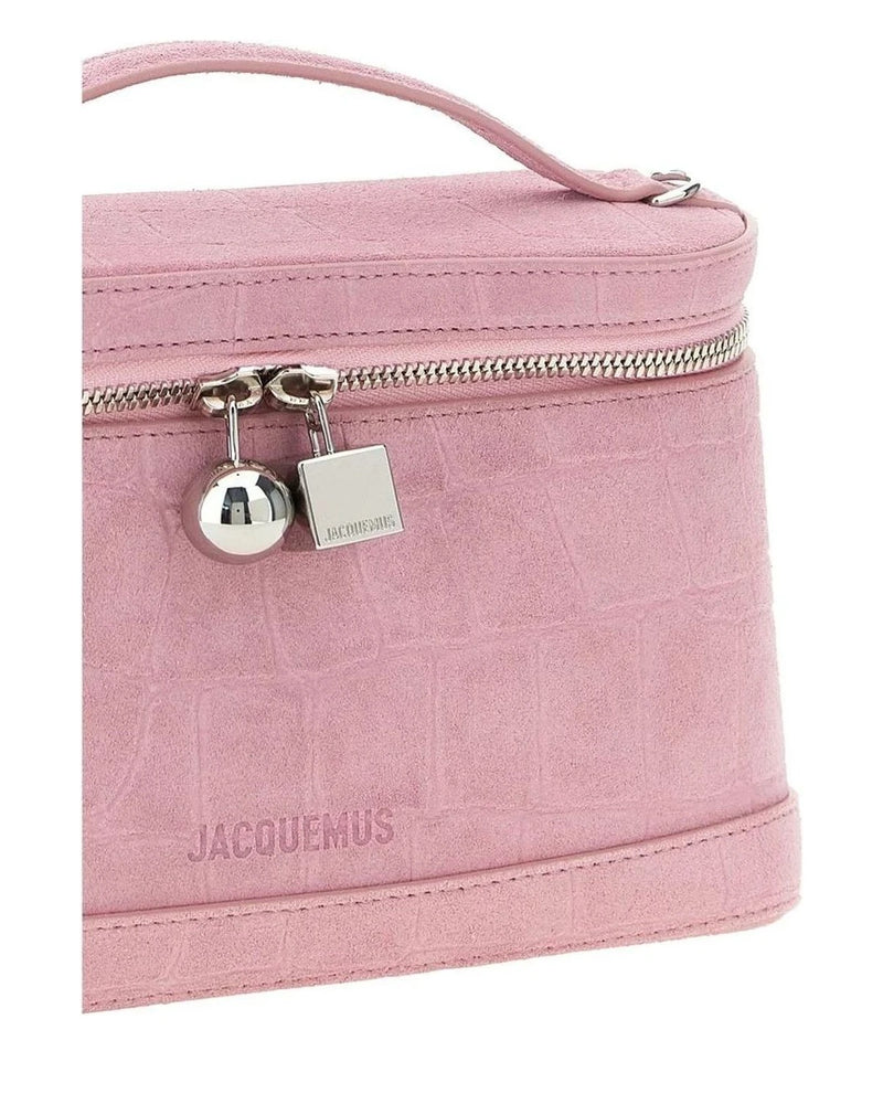Jacquemus Makeup Bag in pink, Calfskin Leather — view 3