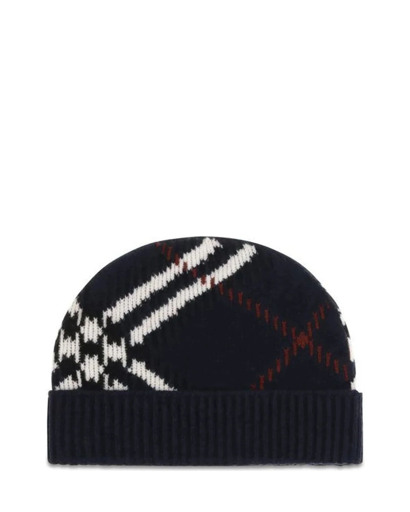 Burberry Beanie in navy, Kashmir — view 2
