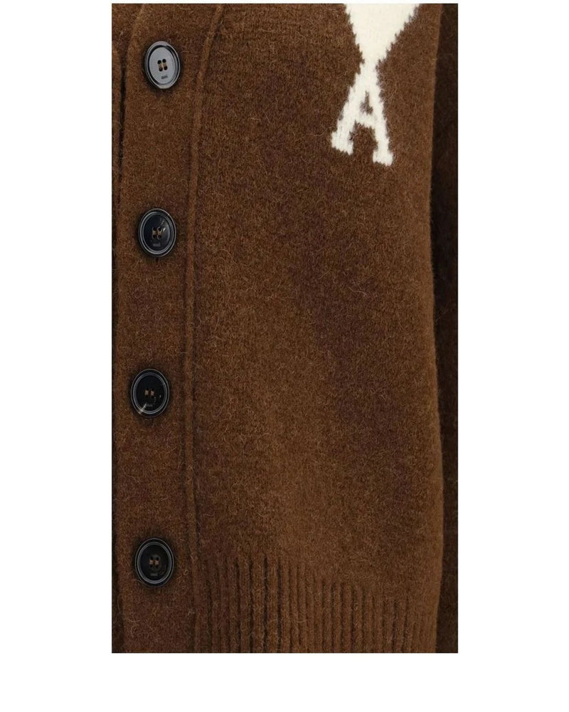 Ami Paris Cardigan in brown, Alpaca Vicugna — view 3