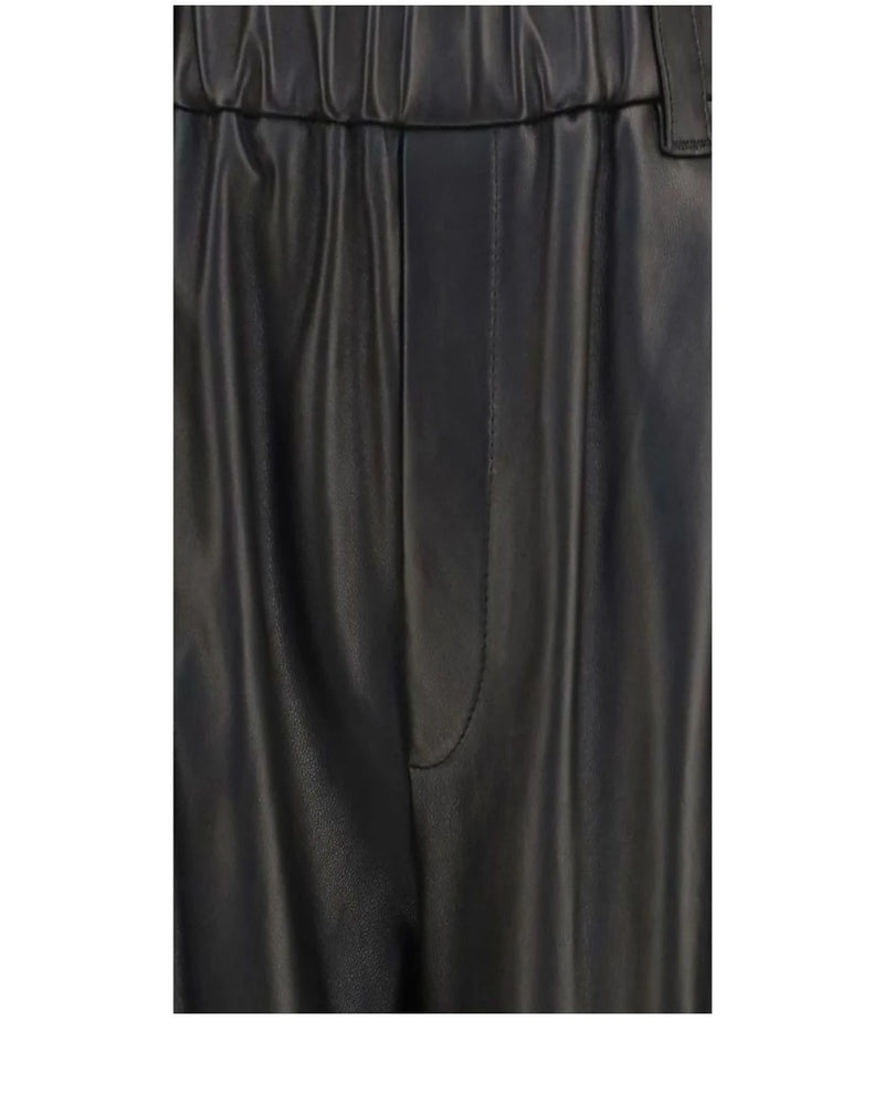 Brunello Cucinelli Trouser in black, Leather — view 3