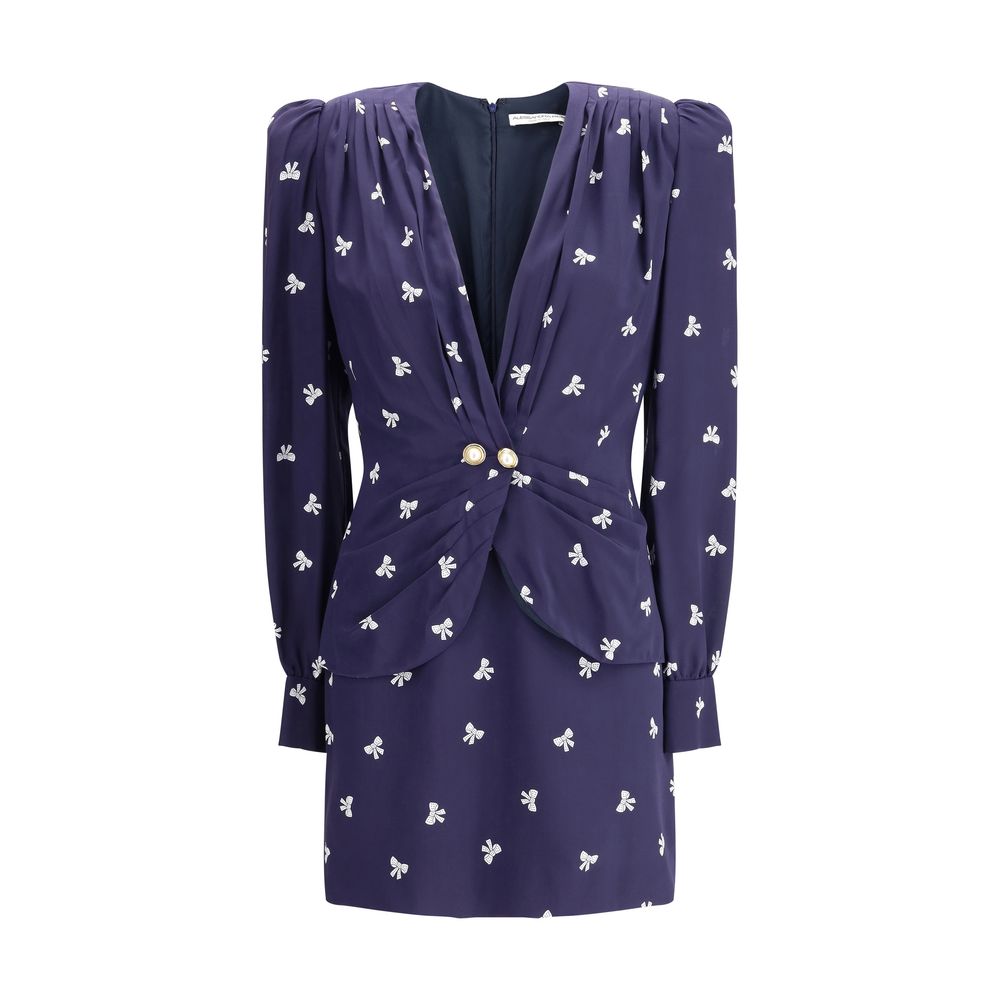 Alessandra Rich Bow Patterned Short Dress