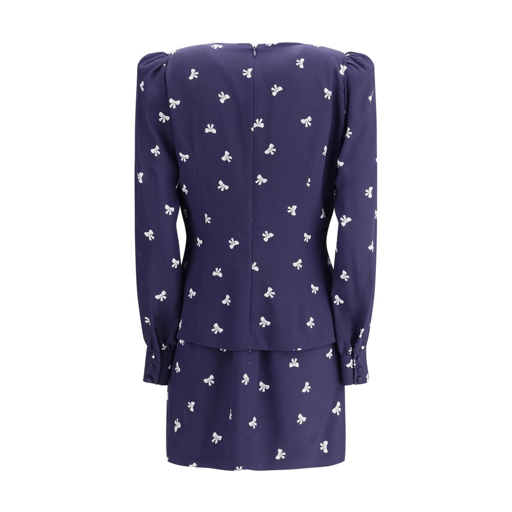 Alessandra Rich Bow Patterned Short Dress