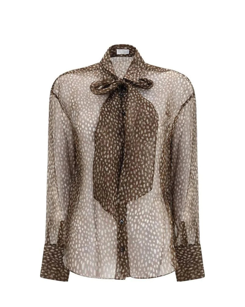 Brunello Cucinelli Blouse in brown, Silk