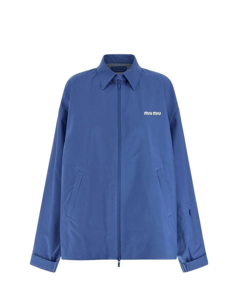 Miu Miu Windbreaker in blue, Recycled Polyester