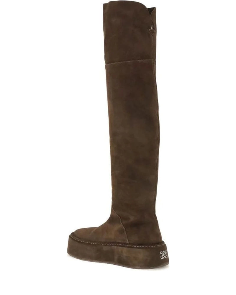 Casadei Knee High Boots in brown, Suede — view 3