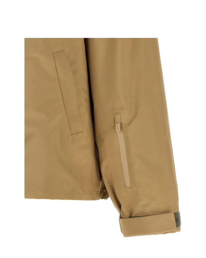 Miu Miu Bomber Jacket in beige, Recycled Polyester — view 4