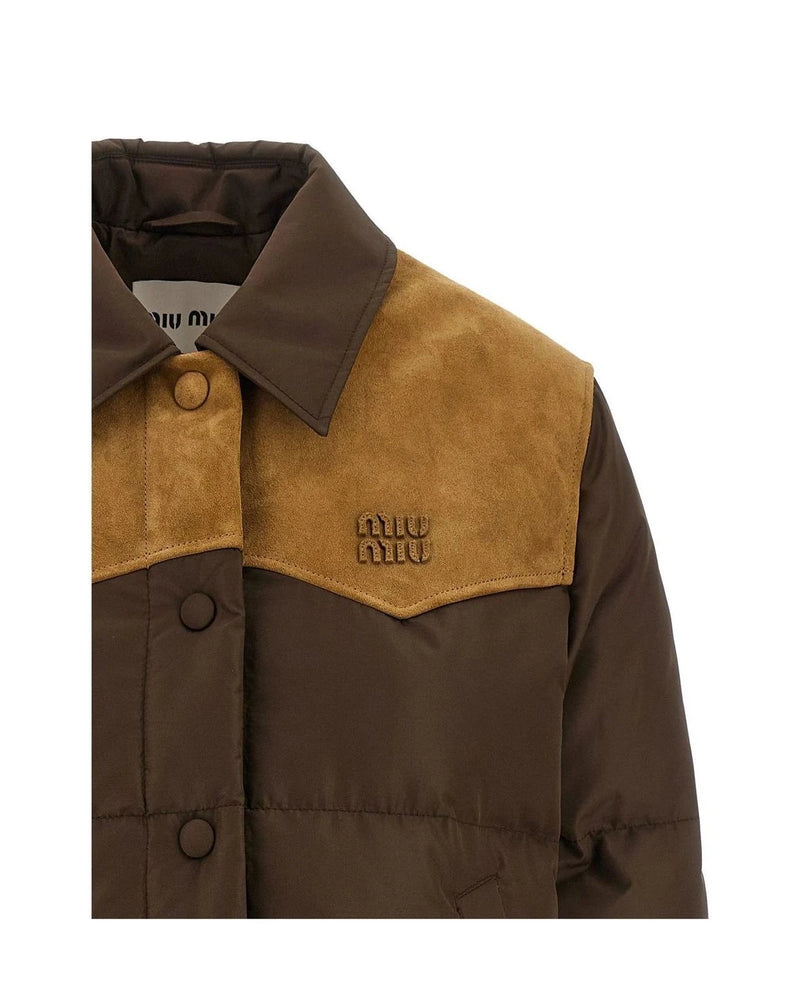 Miu Miu Puffer Jacket in brown, Recycled Polyester — view 3