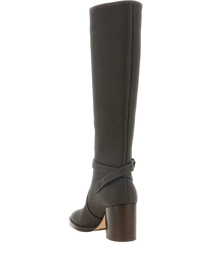 Gianvito Rossi Knee High Boots in brown, Calfskin Leather — view 3
