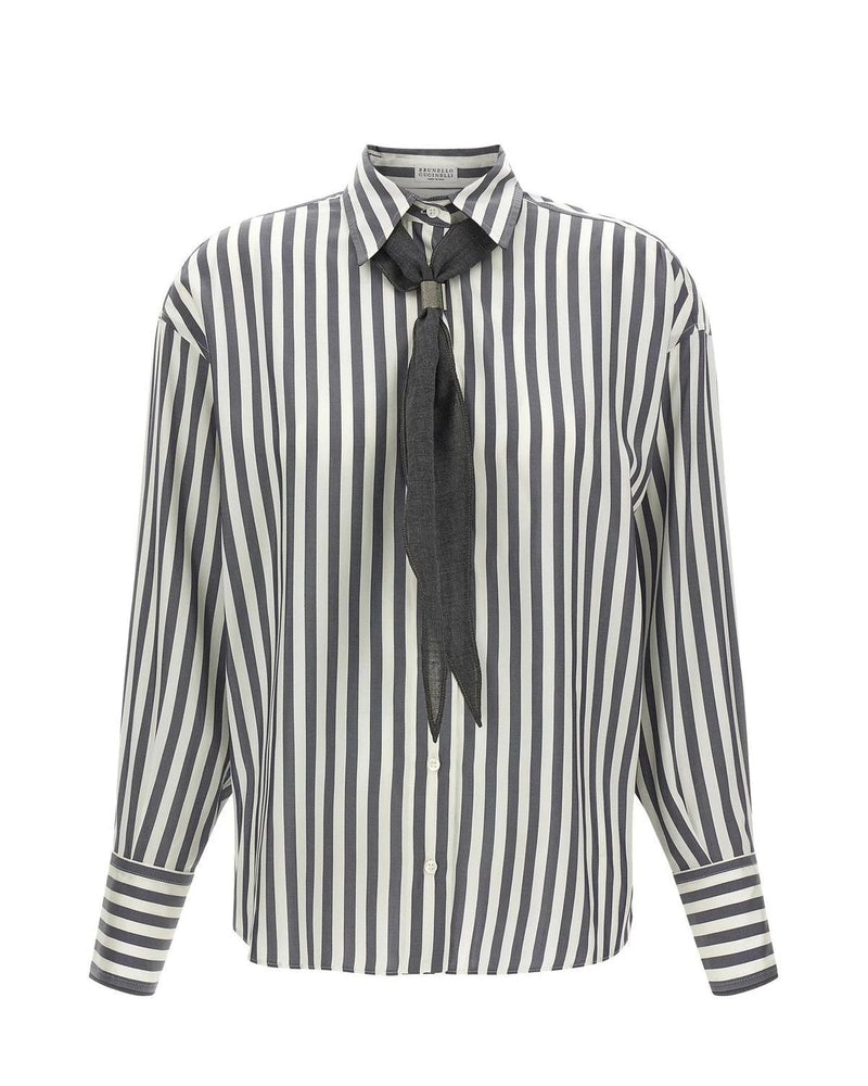 Brunello Cucinelli Dress Shirt in gray, Silk