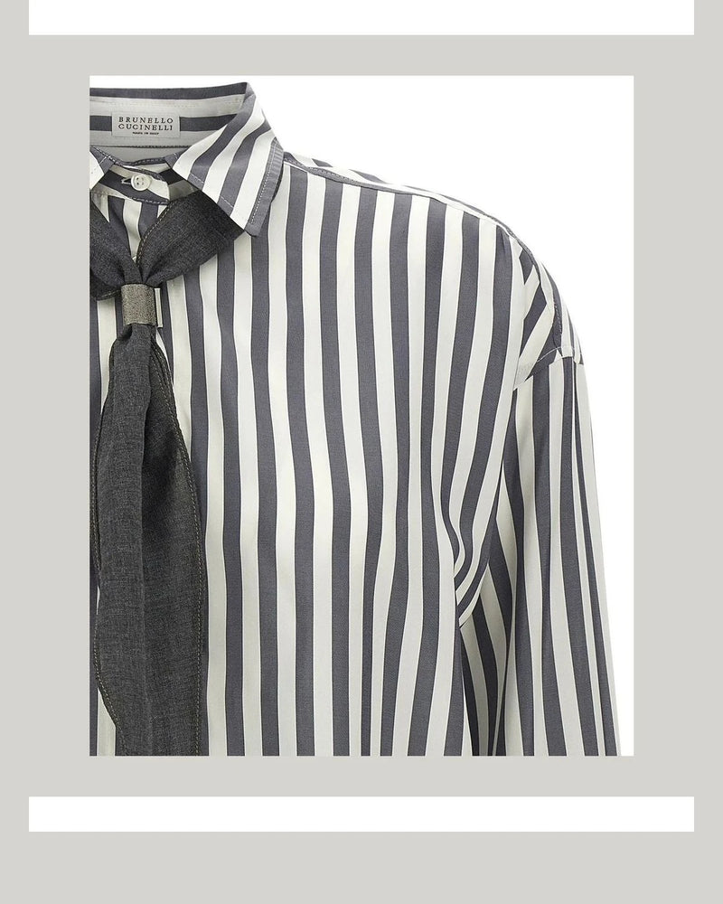 Brunello Cucinelli Dress Shirt in gray, Silk — view 3