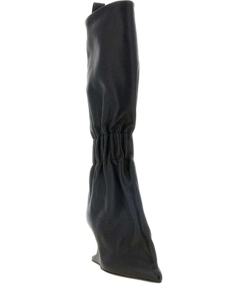 Rick Owens Knee High Boots in black, Calfskin Leather — view 2