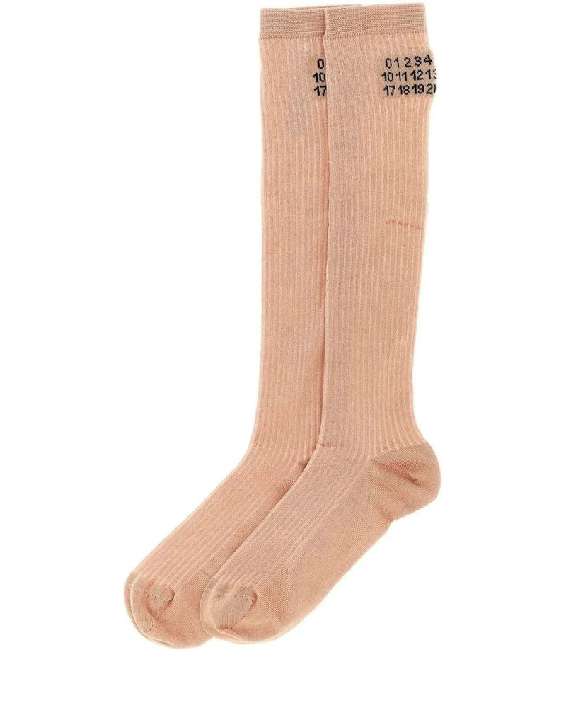 MM6 Maison Margiela Knee Sock in pink, Cotton — view 2