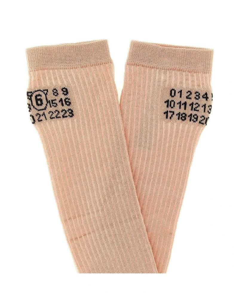MM6 Maison Margiela Knee Sock in pink, Cotton — view 3