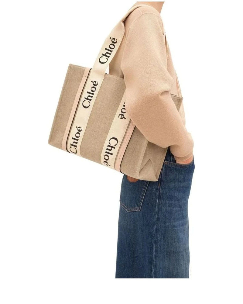 Chloé Tote Bag in beige, Linen — view 4