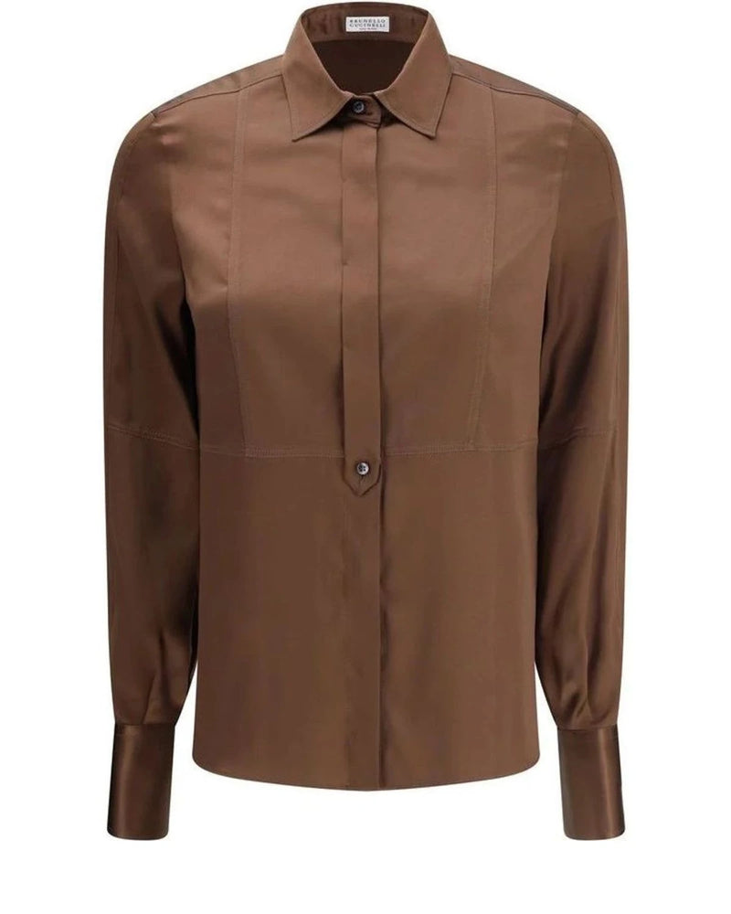 Brunello Cucinelli Dress Shirt in brown, Silk