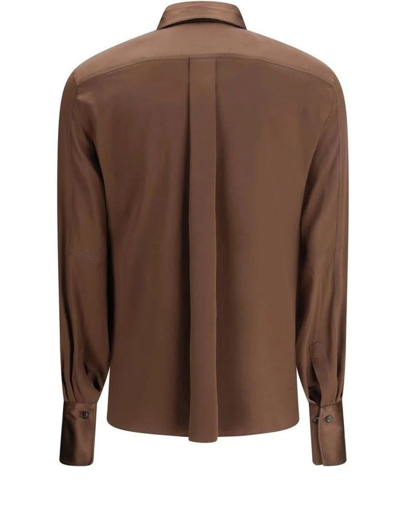 Brunello Cucinelli Dress Shirt in brown, Silk — view 2