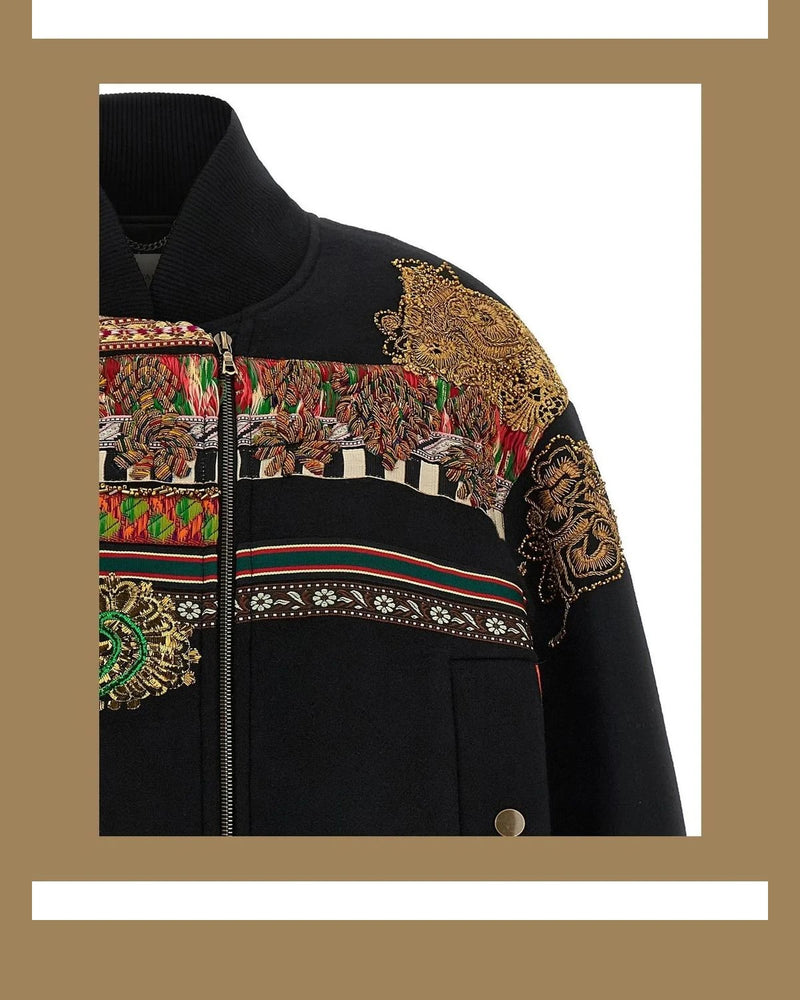 Dries Van Noten Bomber Jacket in multicolor, Wool — view 3