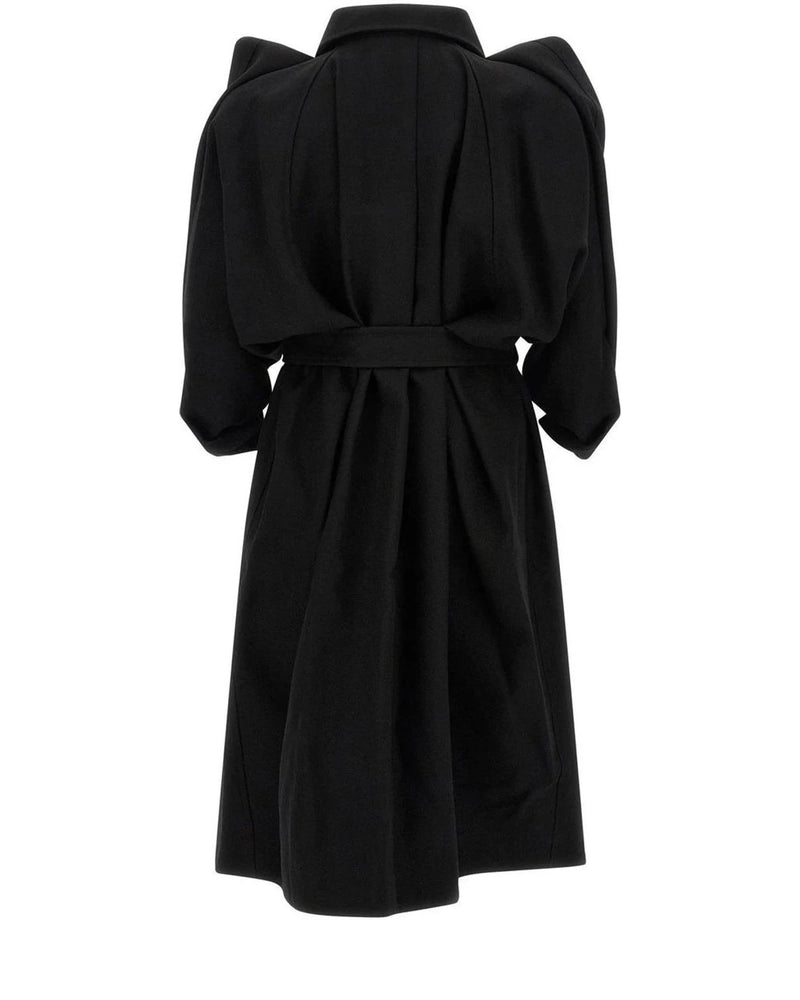 Issey Miyake Wrap Coat in black, Wool — view 2