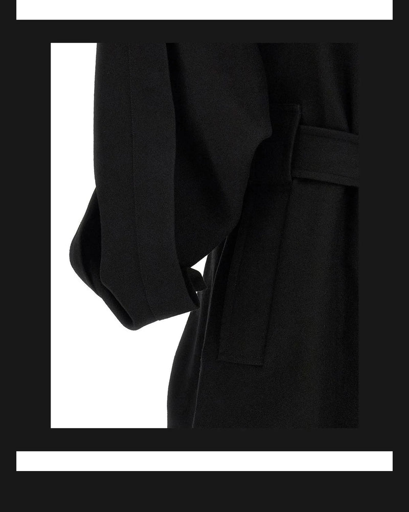Issey Miyake Wrap Coat in black, Wool — view 4