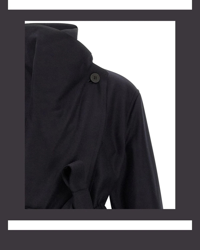 Issey Miyake Wrap Coat in black, Wool — view 3