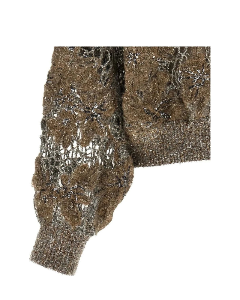 Brunello Cucinelli Sweater in beige, Mohair Wool — view 5
