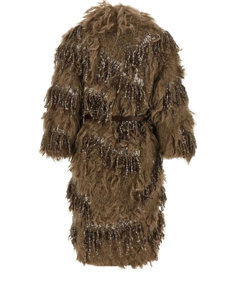 Brunello Cucinelli Overcoat in brown, Mohair Wool — view 2