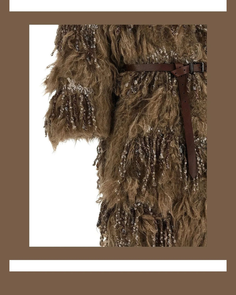 Brunello Cucinelli Overcoat in brown, Mohair Wool — view 4