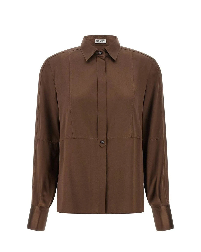 Brunello Cucinelli Dress Shirt in brown, Silk