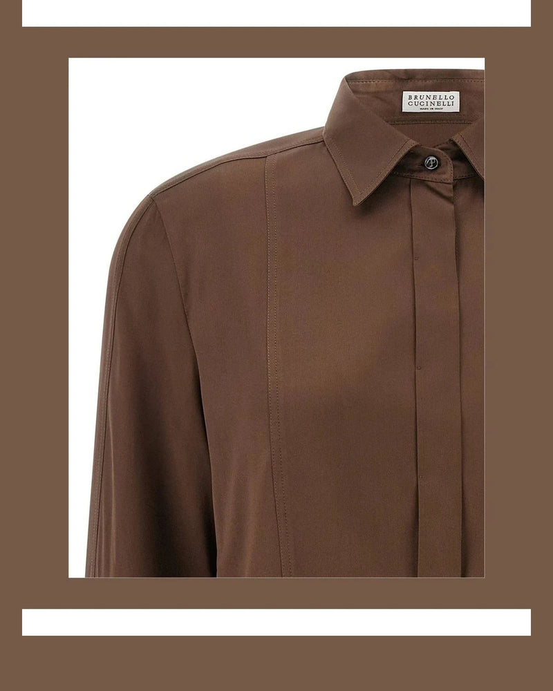 Brunello Cucinelli Dress Shirt in brown, Silk — view 3