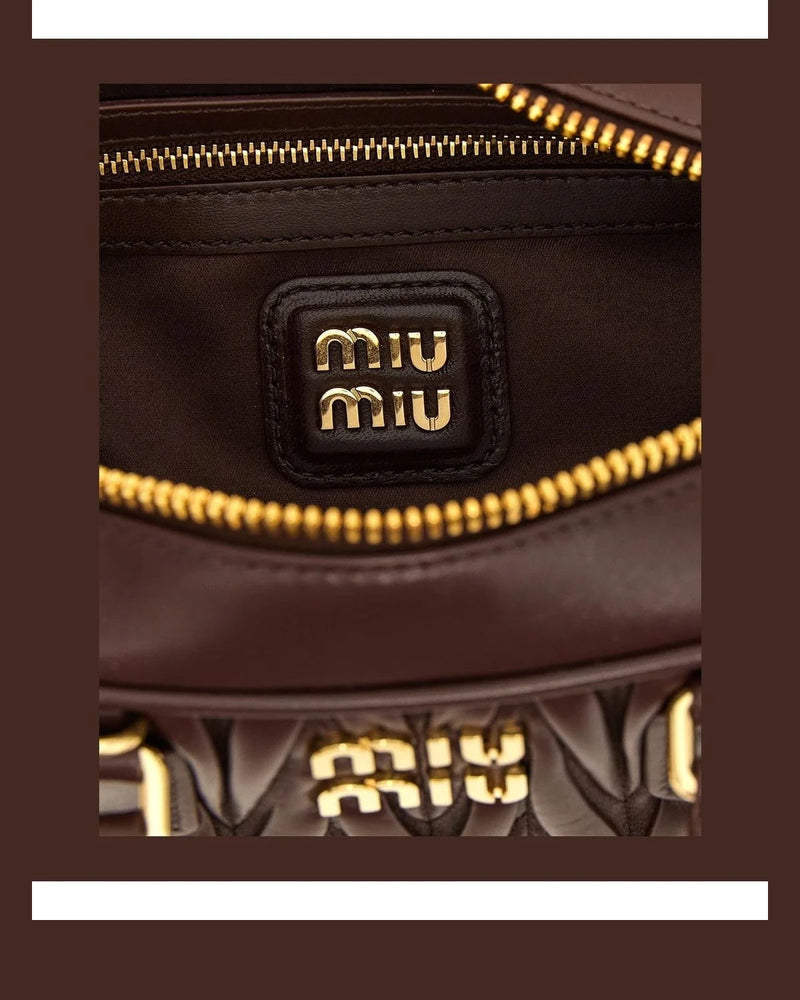 Miu Miu Satchel Bag in brown, Lamb Leather — view 4