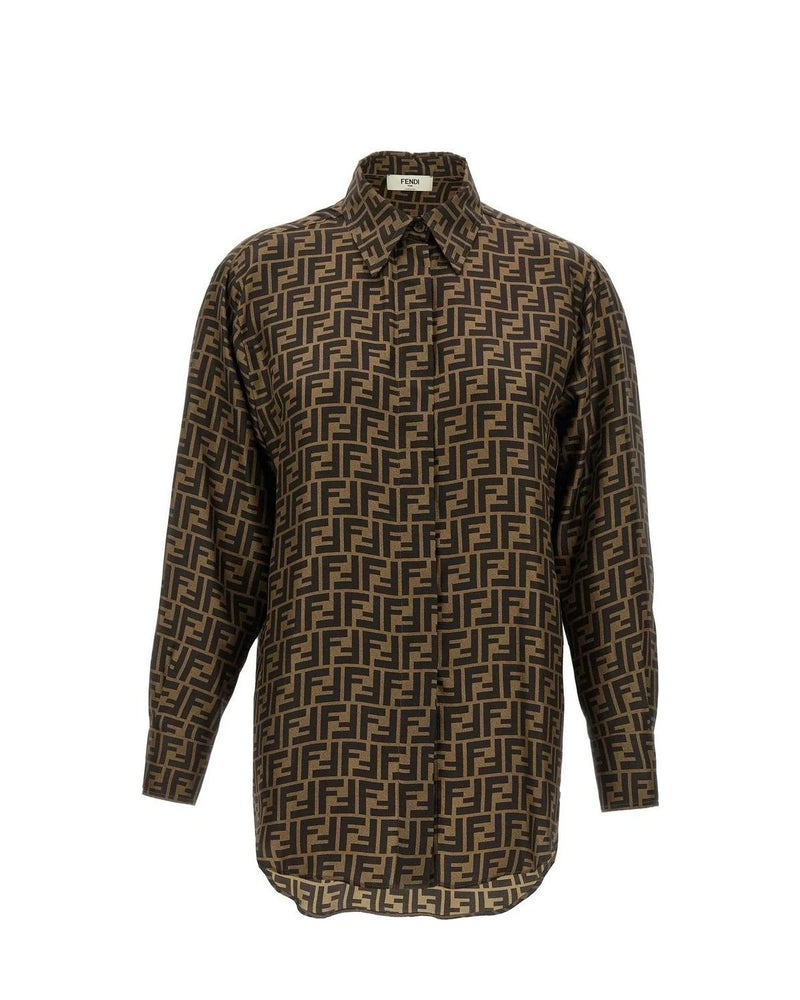 Fendi Dress Shirt in brown, Silk