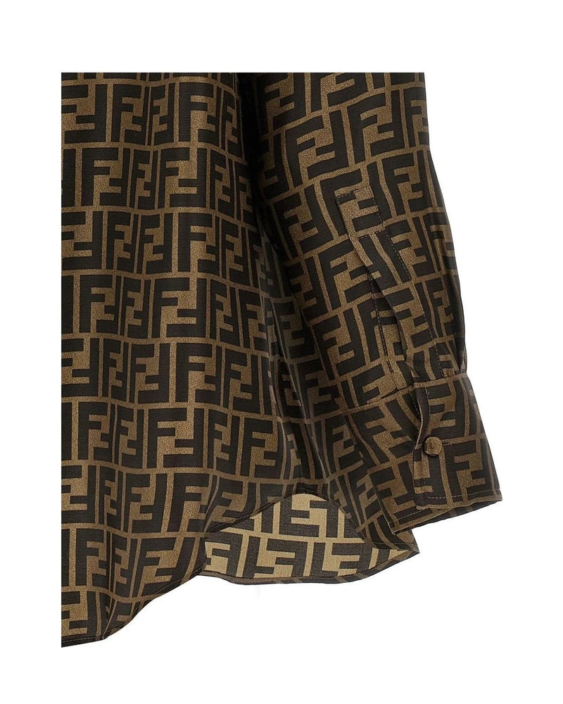 Fendi Dress Shirt in brown, Silk — view 4