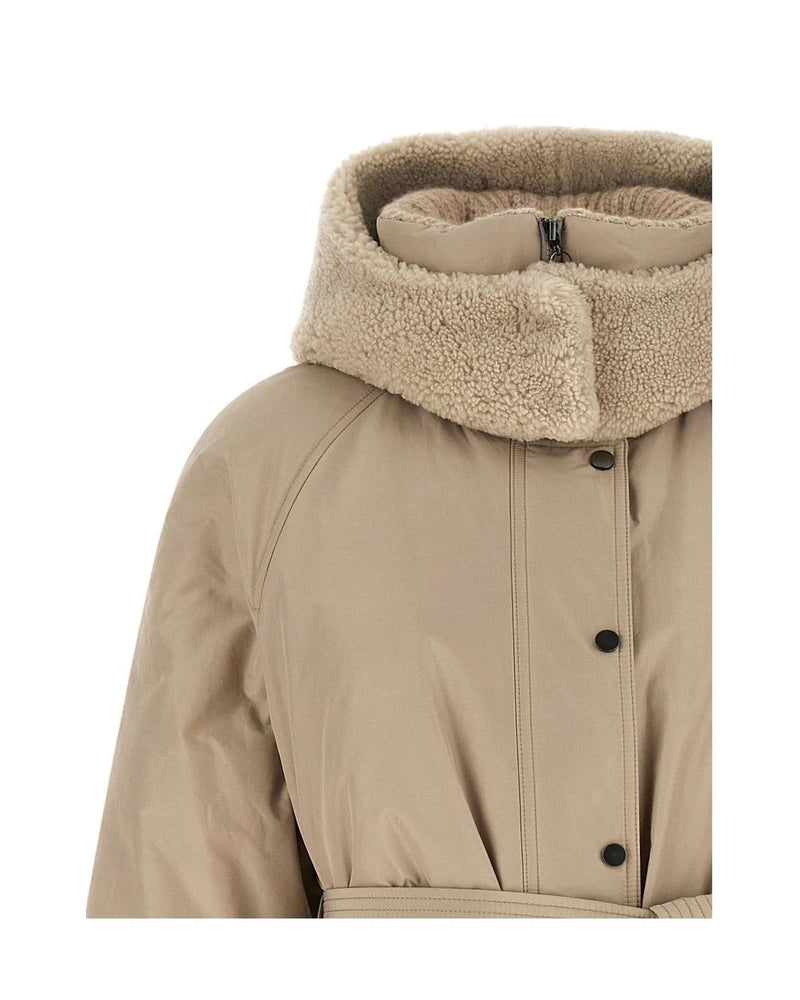 Brunello Cucinelli Wrap Coat in beige, Cotton — view 4