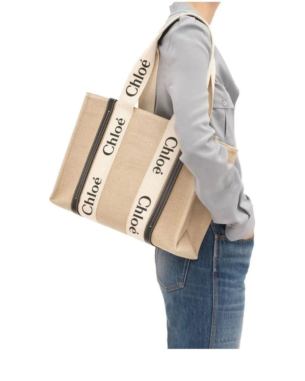 Chloé Tote Bag in beige, Linen — view 2