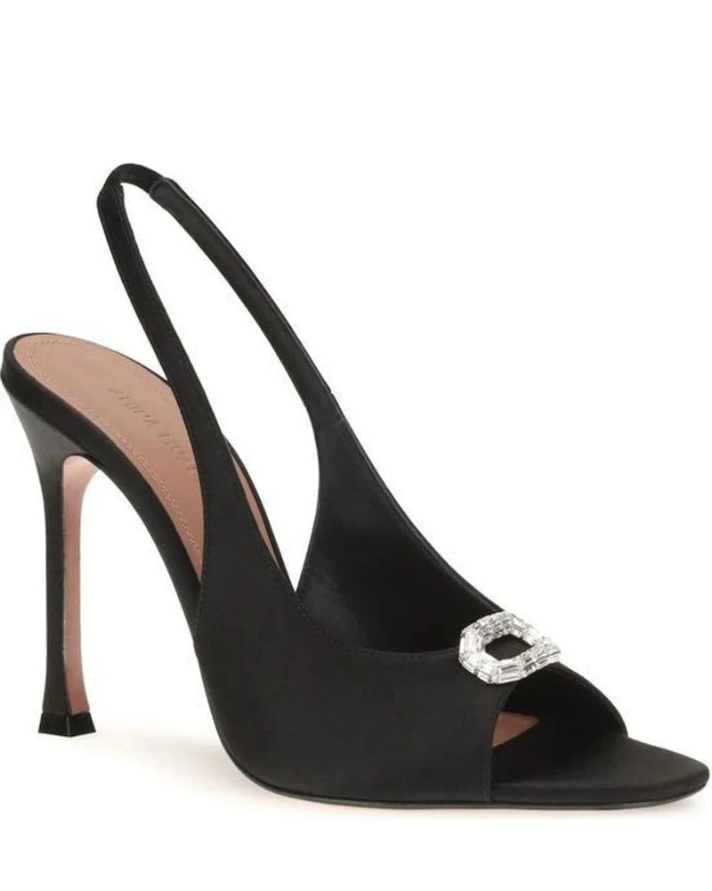 Amina Muaddi Sandals in black, Silk Satin — view 2